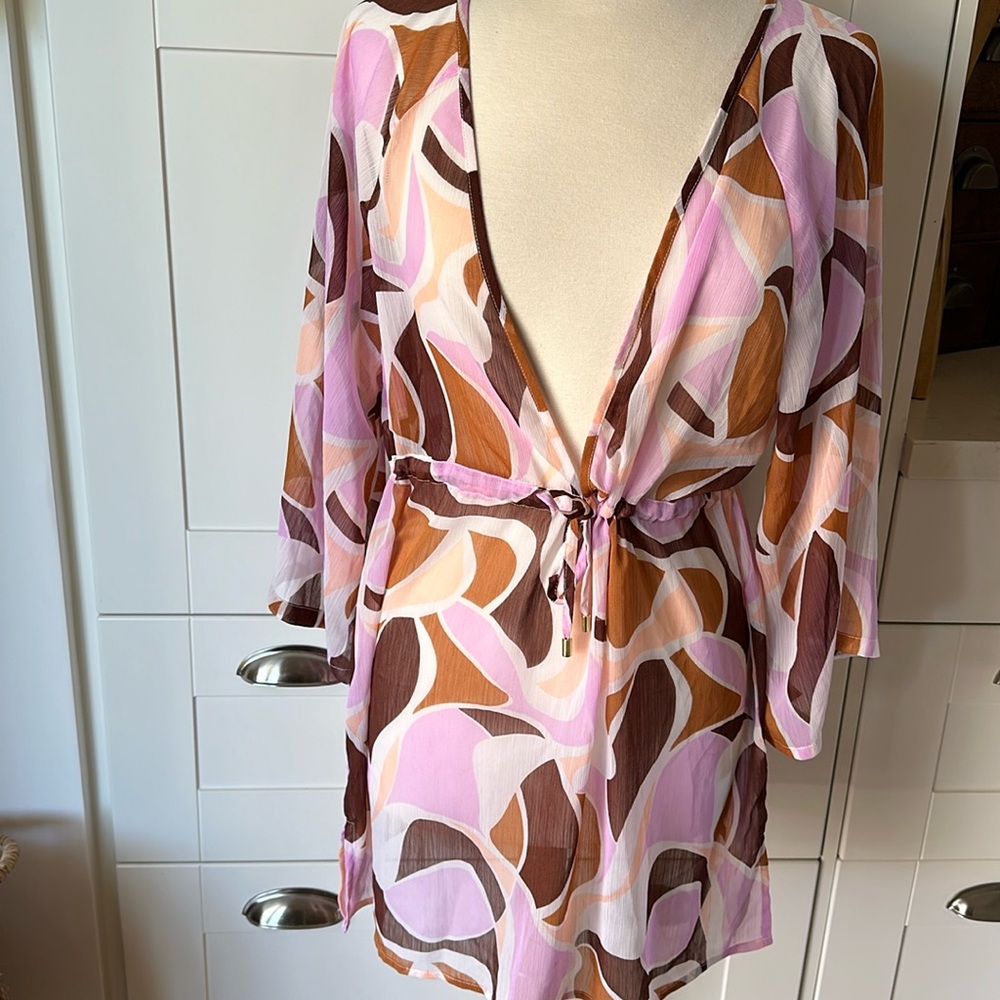 SANCTUARY Sheer tunic/ cover up in brown/peach/pink